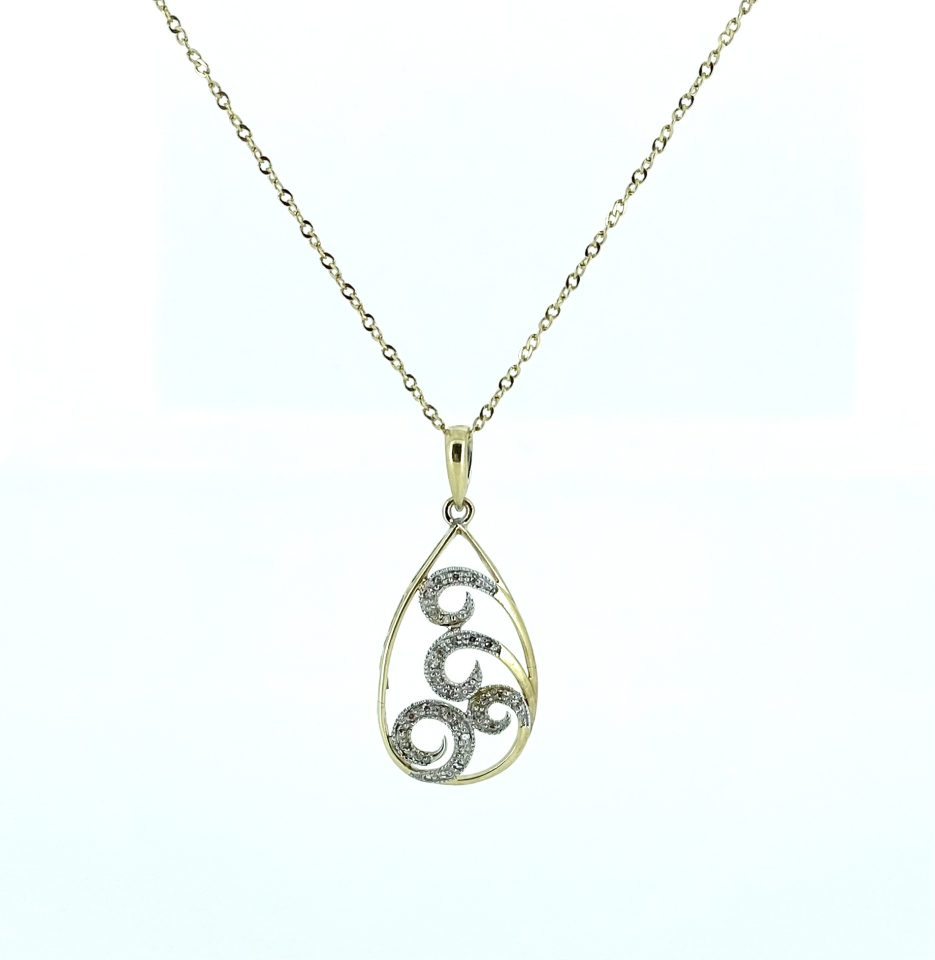 Pendentif pour femme en or 10k, 23 diamants pour 0.12 carat - P92343 - Divers