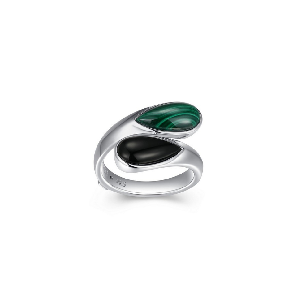 Bague pour femme en argent 925, agathe, malachite