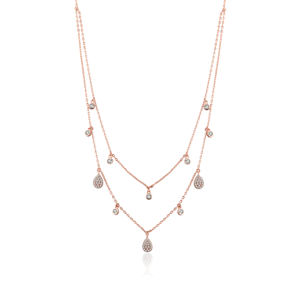 Collier double pour femme en argent 925, cubic zirconium - BELLA-R - Pinkalie