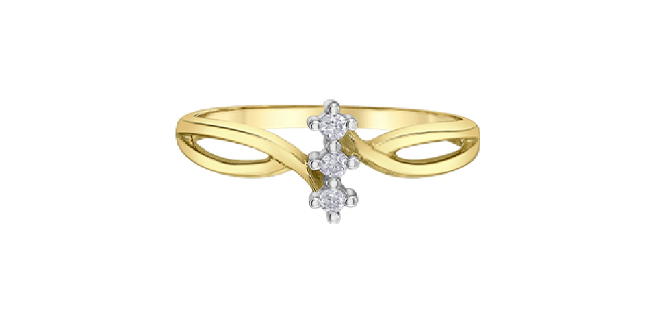 Bague pour femme en or 10k, 3 diamants pour 0.06 carat - L54040/06-10 - Corona