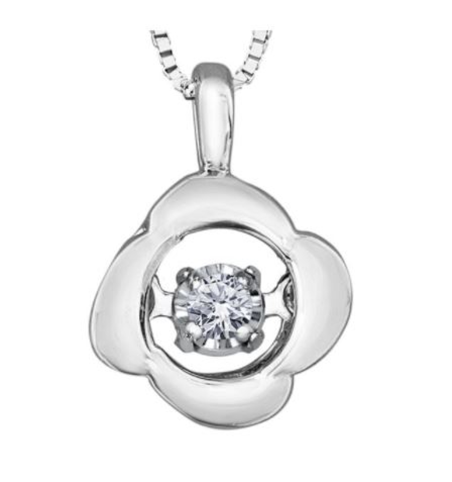 Pendentif or 10K, fleur, 1 diamant pour 2 points total - 20095 - Corona