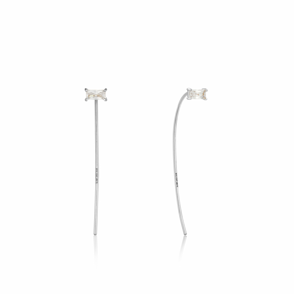 Boucles d'oreilles pour femme en argent 925, 2 pierres rectangles - E018-01H - Ania Haie