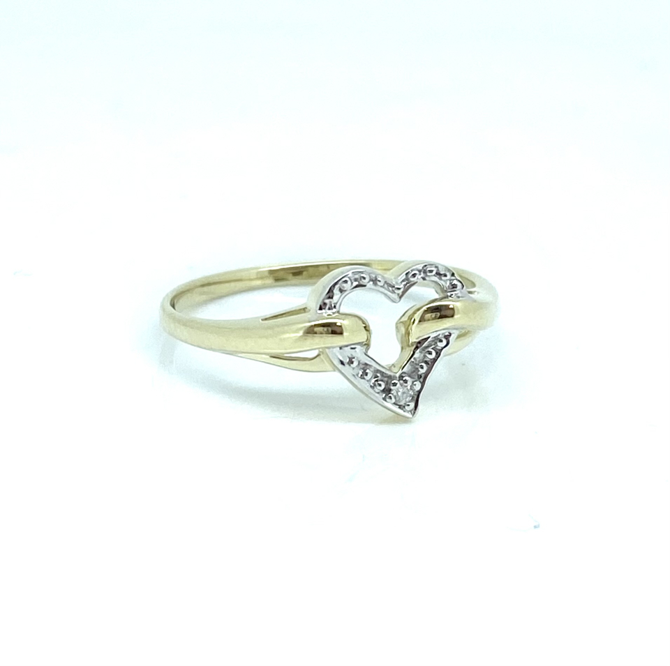Bague pour femme en or 10k, 1 diamant pour 0.008 carat, coeur