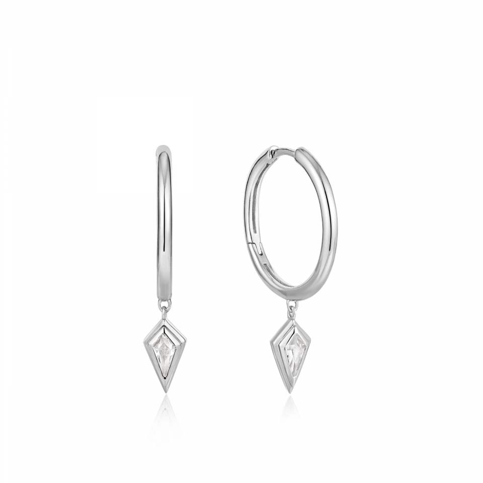 Boucles d'oreilles pour femme en argent 925, zircons - E041-05H-W - Ania Haie