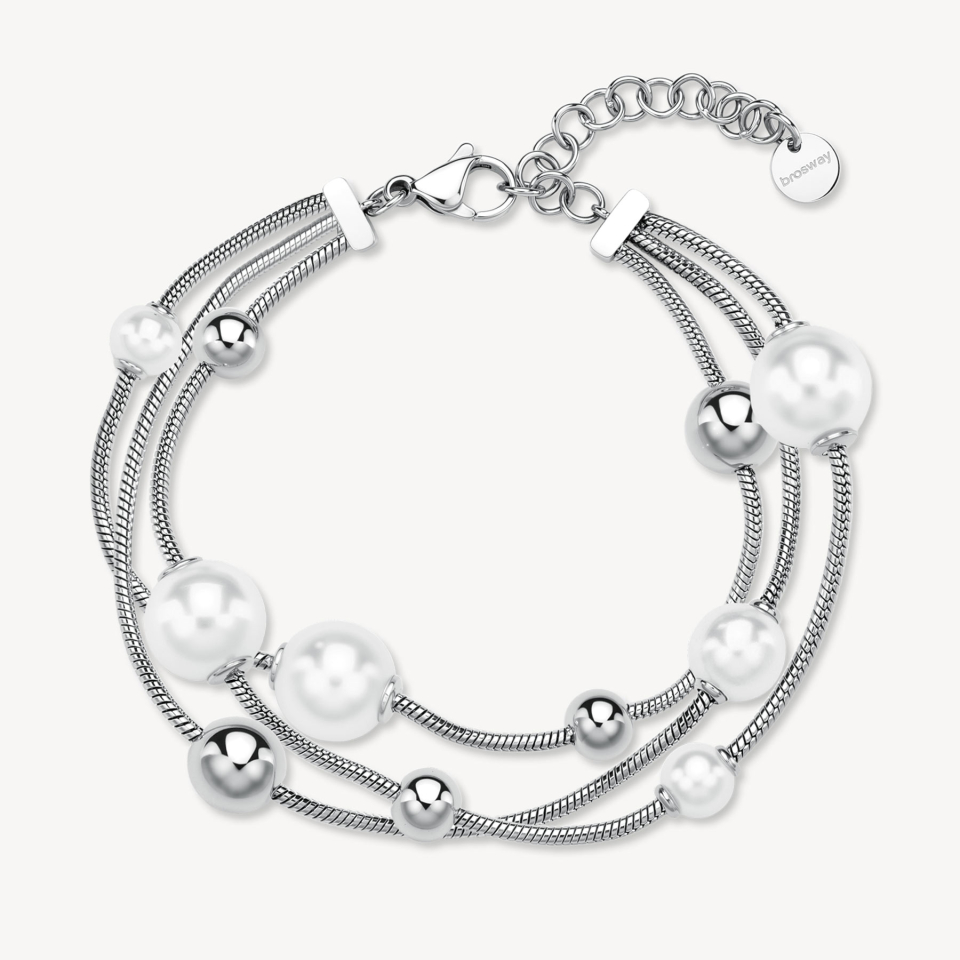 Bracelet triple pour femme en stainless, perles - BPC58 - Brosway