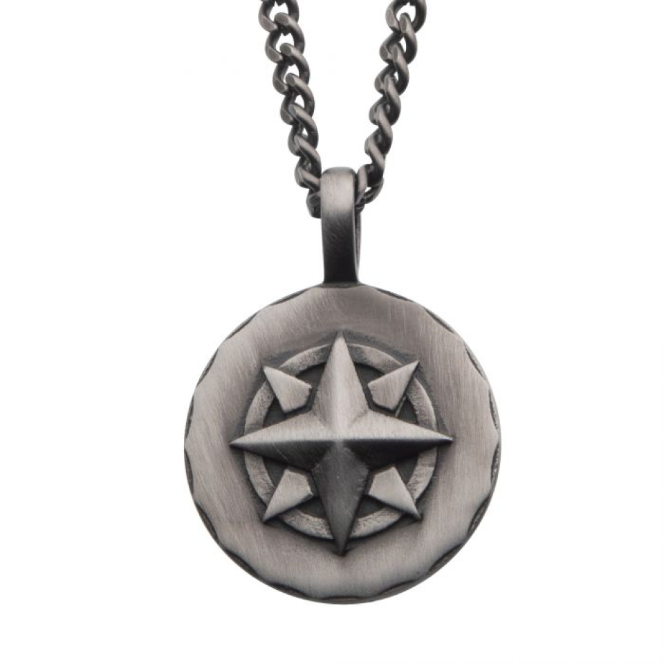 Pendentif pour homme en stainless, rose des vents - SSP14931NK - Inox