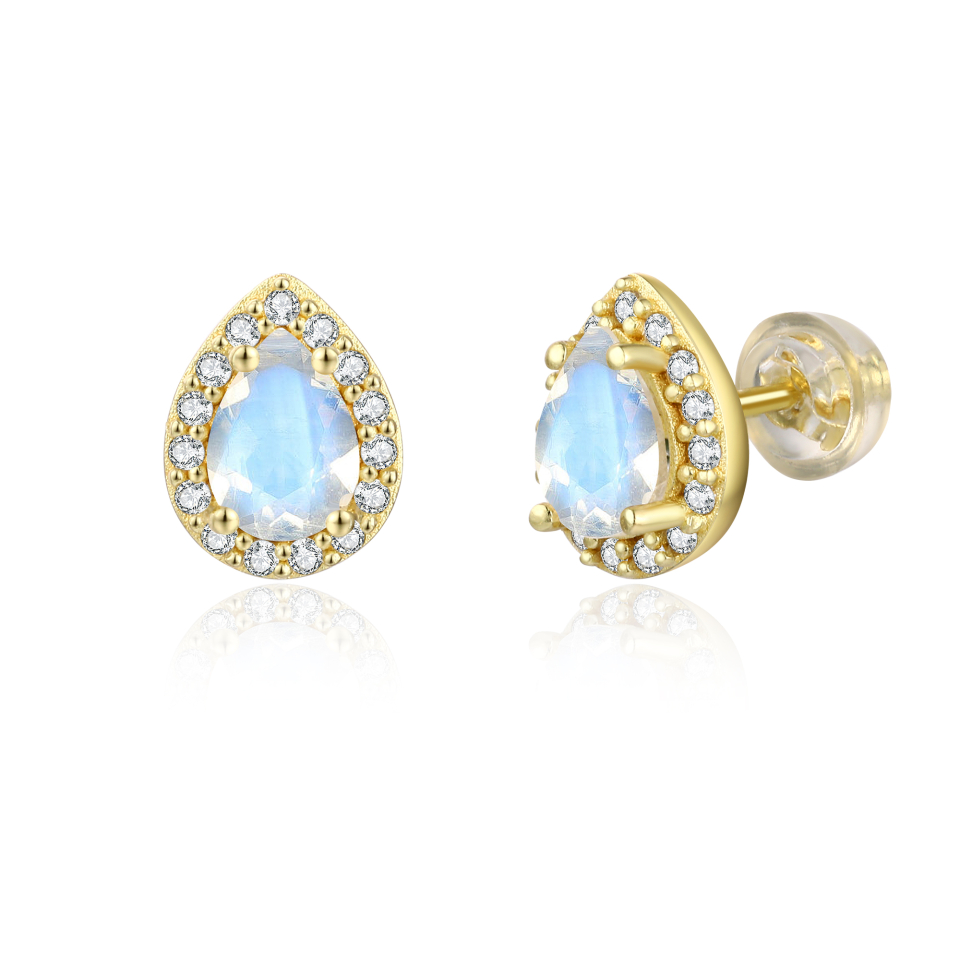Boucles d'oreilles pour femme en argent 925, pierres de lune, cubic zirconium - BO-ALICE-Y - Pinkalie