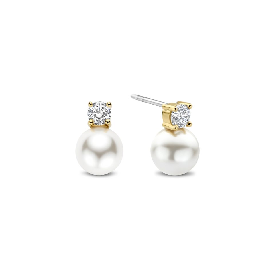 Boucles d'oreilles pour femme en argent 925, perles, cubic zirconium - 78060YP - Ti Sento Milano
