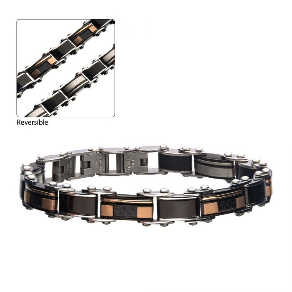 Bracelet pour homme en stainless et fibre de carbone
