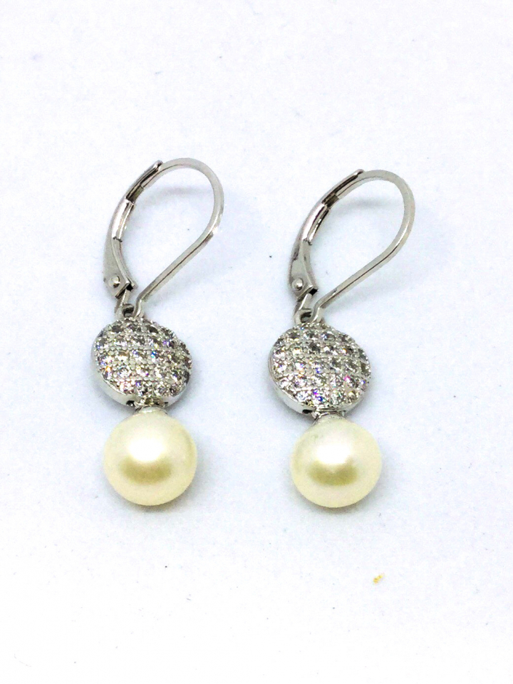 Boucles d'oreilles pour femme en argent 925, perles, crochets