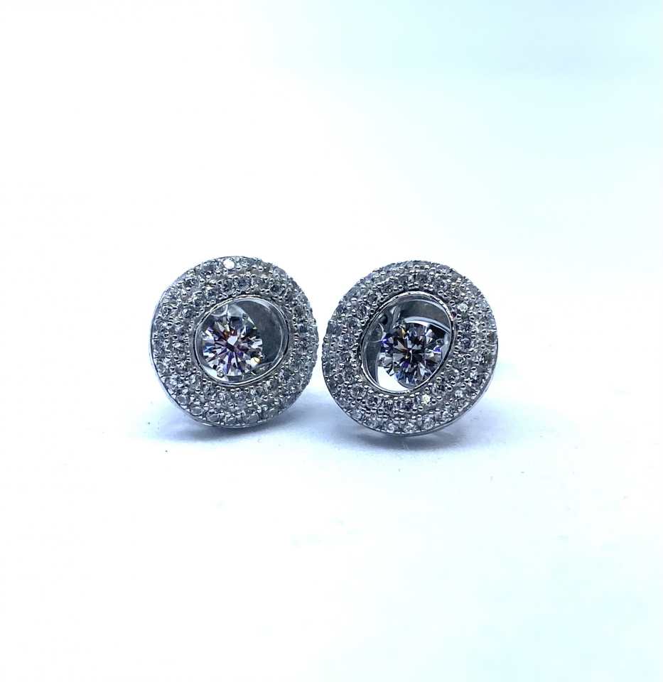 Boucles d'oreilles pour femme en argent 925, zircons - SHA-BO-001 - Divers