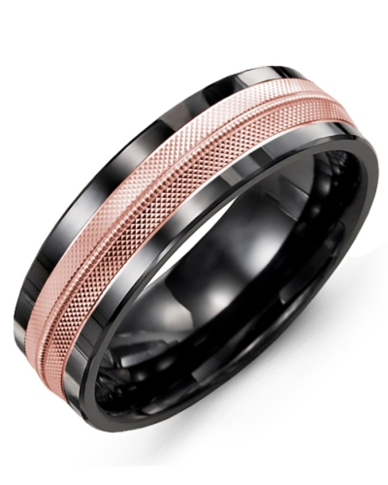 Bague pour homme en or 10k et céramique - MBL710CP - Madani