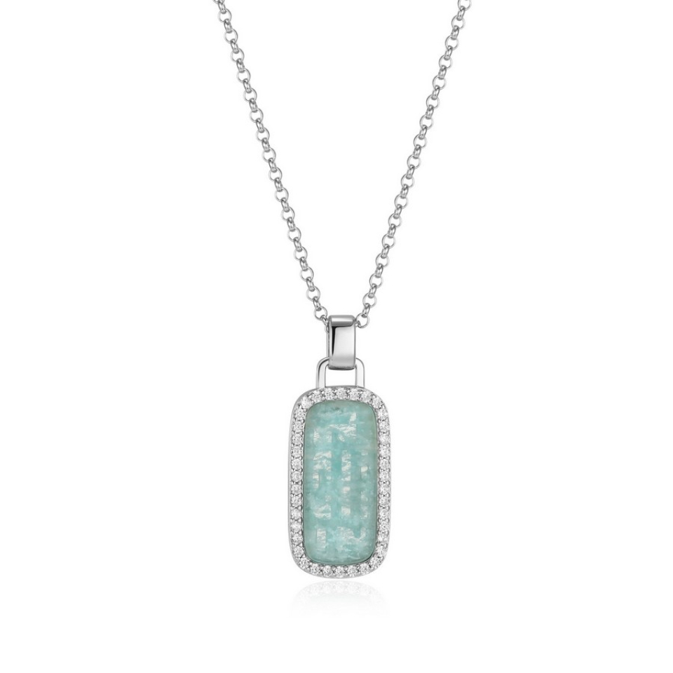 Pendentif pour femme en argent 925, cubic zirconium, amazonite - R0LC01GU46 - ELLE