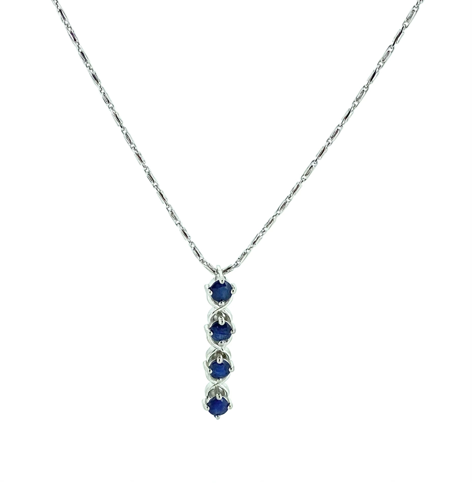 Pendentif pour femme en argent 925, 4 saphirs pour 1.31 carat - PD-637-BSR14 - Genius Diamond LTD