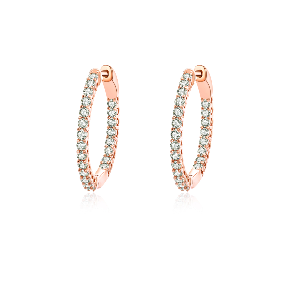 Boucles d'oreilles pour femme en argent 925, cubic zirconium, 20mm - BO-LUCIE-R - Pinkalie