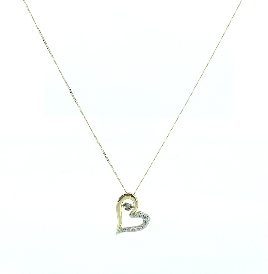 Pendentif pour femme en or 10k canadien, 6 diamants pour 0.05 carat, coeur, pulse