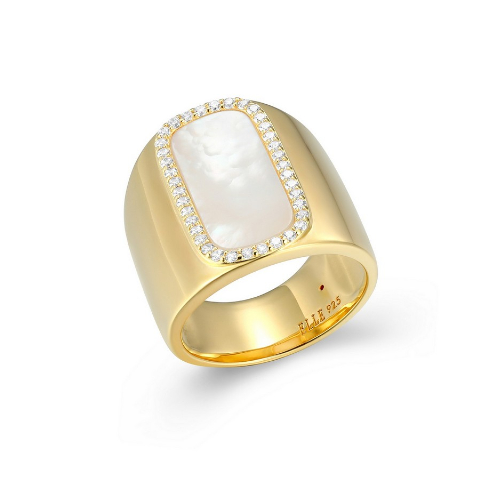 Bague pour femme en argent 925, cubic zirconium, nacre de perle - 34LAK3A9AG - ELLE