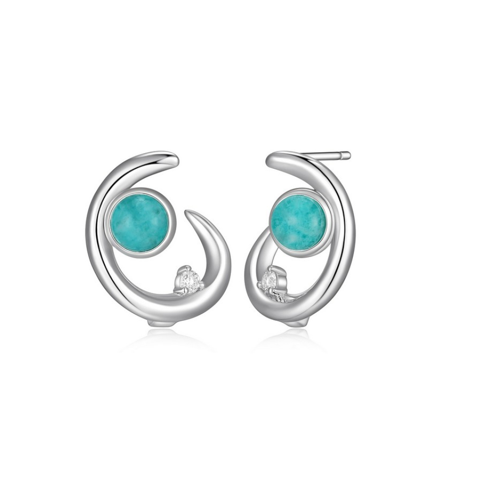 Boucles d'oreilles pour femme en argent 925, amazonite, moissanite - R2LCR3GU58 - ELLE