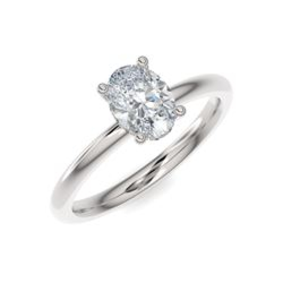 Bague solitaire pour femme en or 14k, 11 diamant VS F laboratoire pour 0.55 carat ( diamant central = 0.50 carat ) - FDC-505AW-050OV - MALO