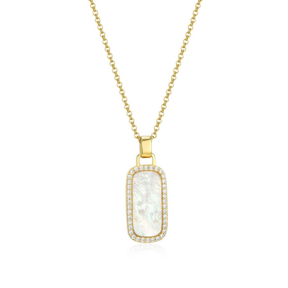 Pendentif pour femme en argent 925, cubic zirconium, nacre de perle - 30LC01A946 - ELLE