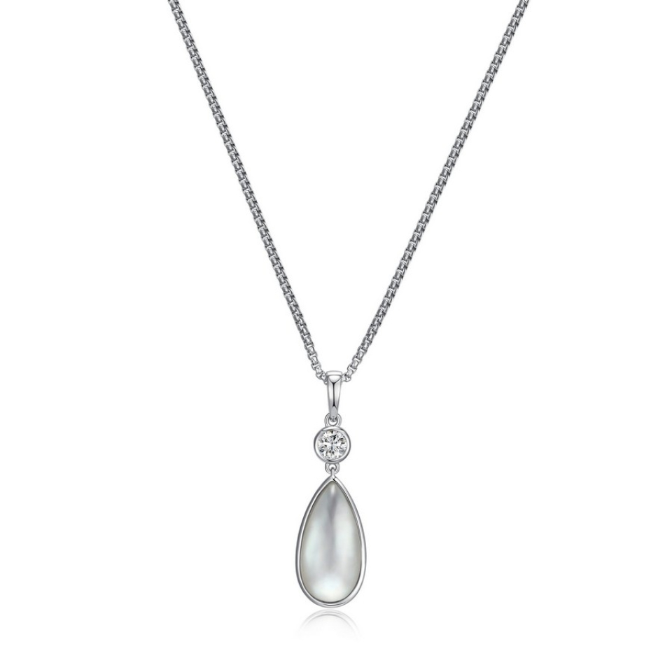 Pendentif pour femme en argent 925, nacre de perle et topaze laboratoire, cubic zirconium - R0LBVS9746 - ELLE
