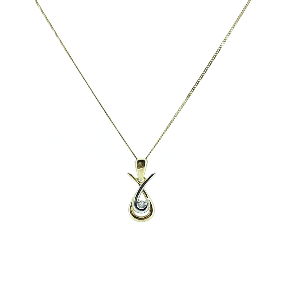 Pendentif pour femme en or 10k, 1 diamant pour 0.03 carat - PEND127 - Divers