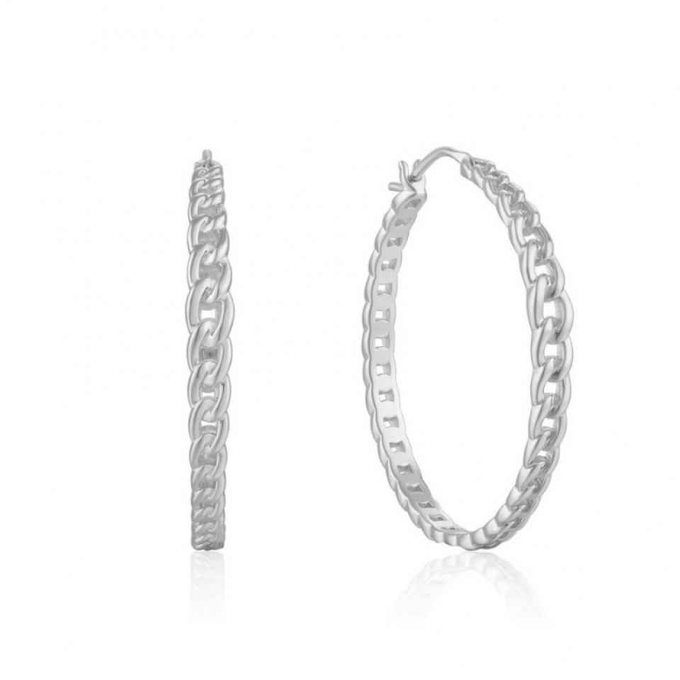 Boucle d'oreille argent 925, anneau, gourmette - E021-06H - Ania Haie