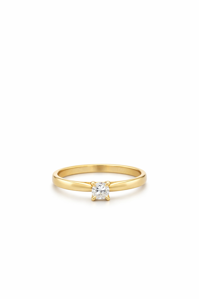 Bague solitaire pour femme en or 10k, 1 diamant naturel de 0.08 carat SI-2 H