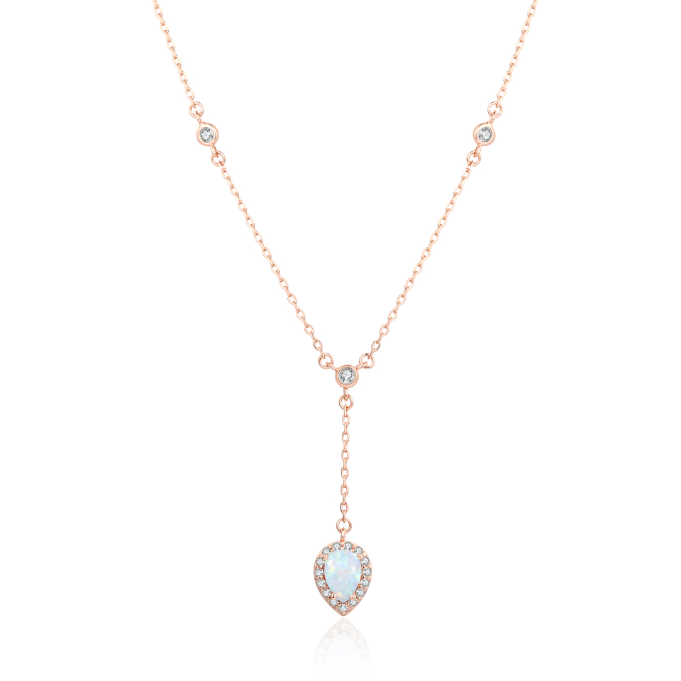 Pendentif pour femme en argent 925, opale, cubic zirconium - ARIEL-R - Pinkalie