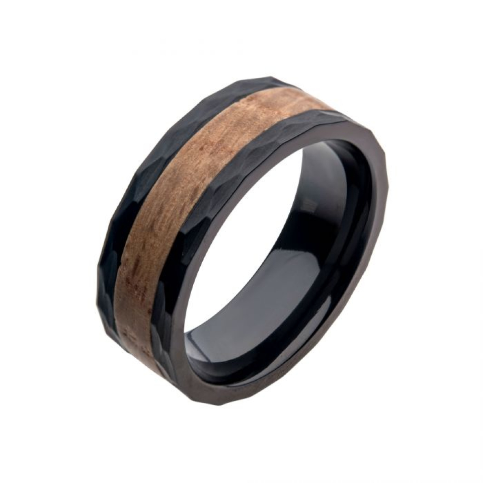 Bague pour homme en stainless et bois - FR1379-09 - Inox