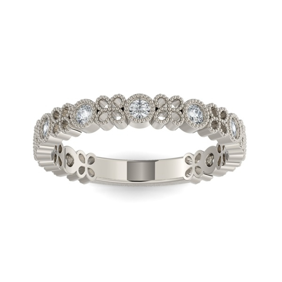 Jonc pour femme en or 14k, 0.27 carat de diamants I-1 - STB-010W - MALO