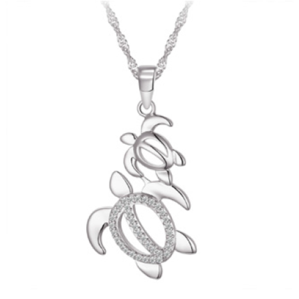 Pendentif pour femme en argent 925, cubic zirconium, tortues - L408P - Legend