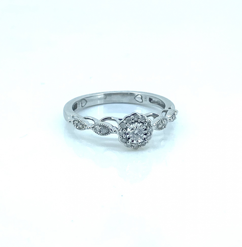 Bague pour femme en or 10k, 21 diamants I-1 pour 0.20 carat