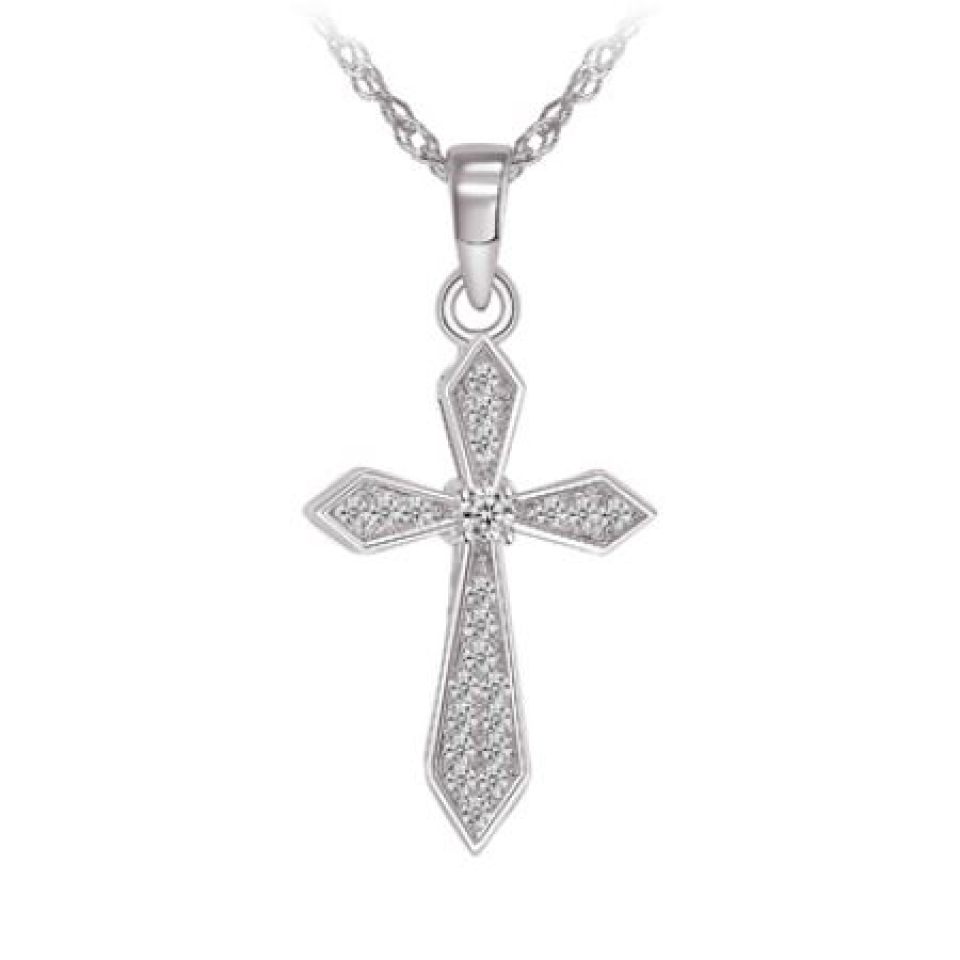 Pendentif en argent 925, zircons, croix - L17P - Legend