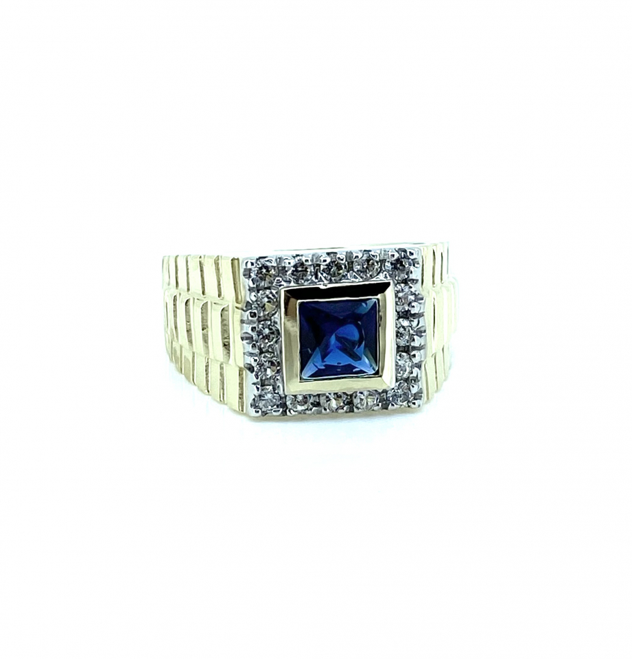 Bague pour homme en or 10k, zircons - BG0299 - Sindbad