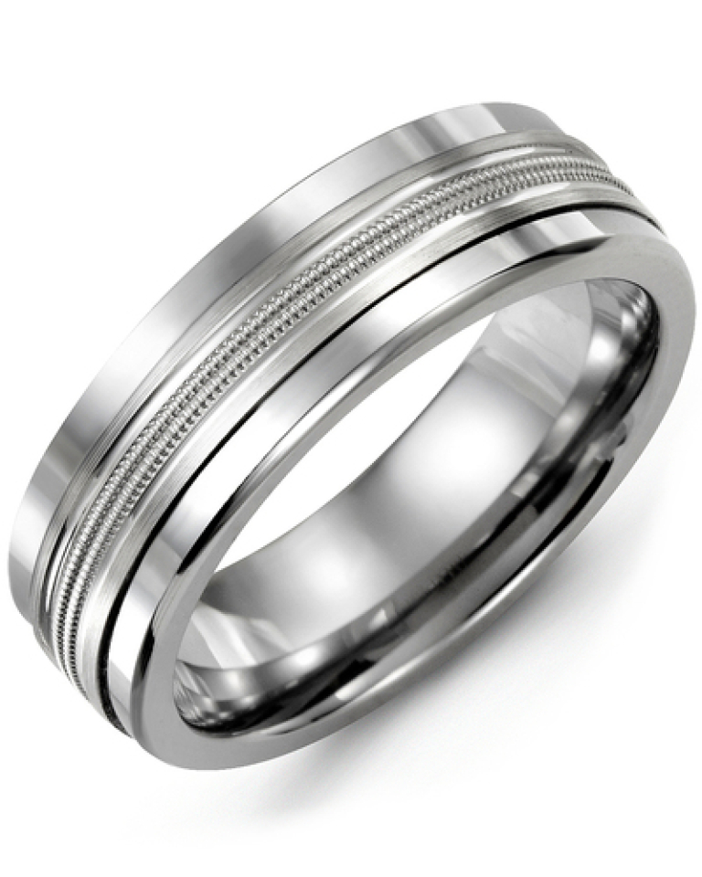 Bague pour homme en or 10k et tungstène - MAF710TW - Madani