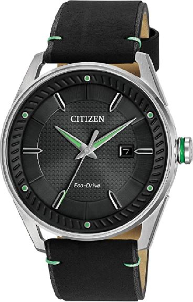 Montre pour homme en stainless, bracelet de cuir, Eco-Drive, 10ATM - BM6980-08E - Citizen