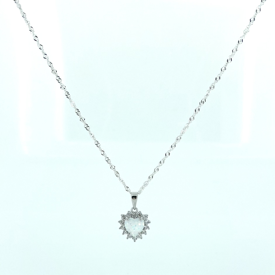 Ensemble de pendentif et boucles d'oreilles pour femme en argent 925, coeurs, cubic zirconium - SETBP14463OPL - Danny's silver