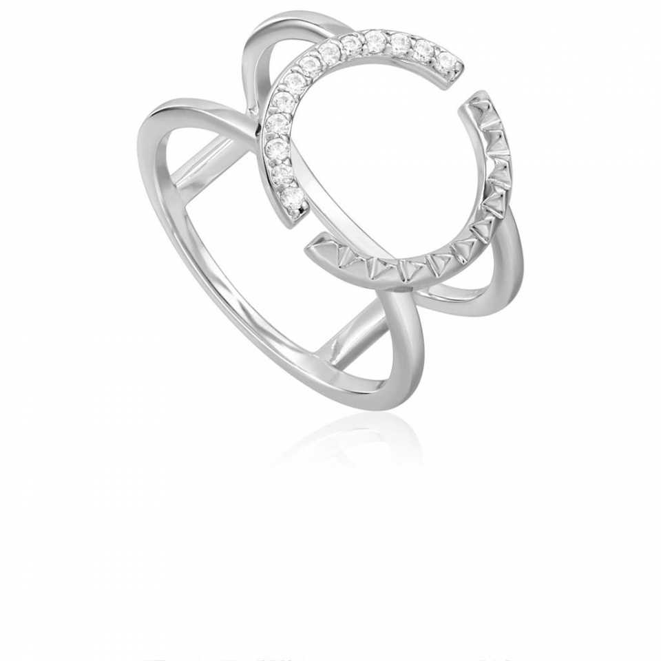 Bague argent 925, cercle a moitié rempli de pierres - R025-01H - Ania Haie