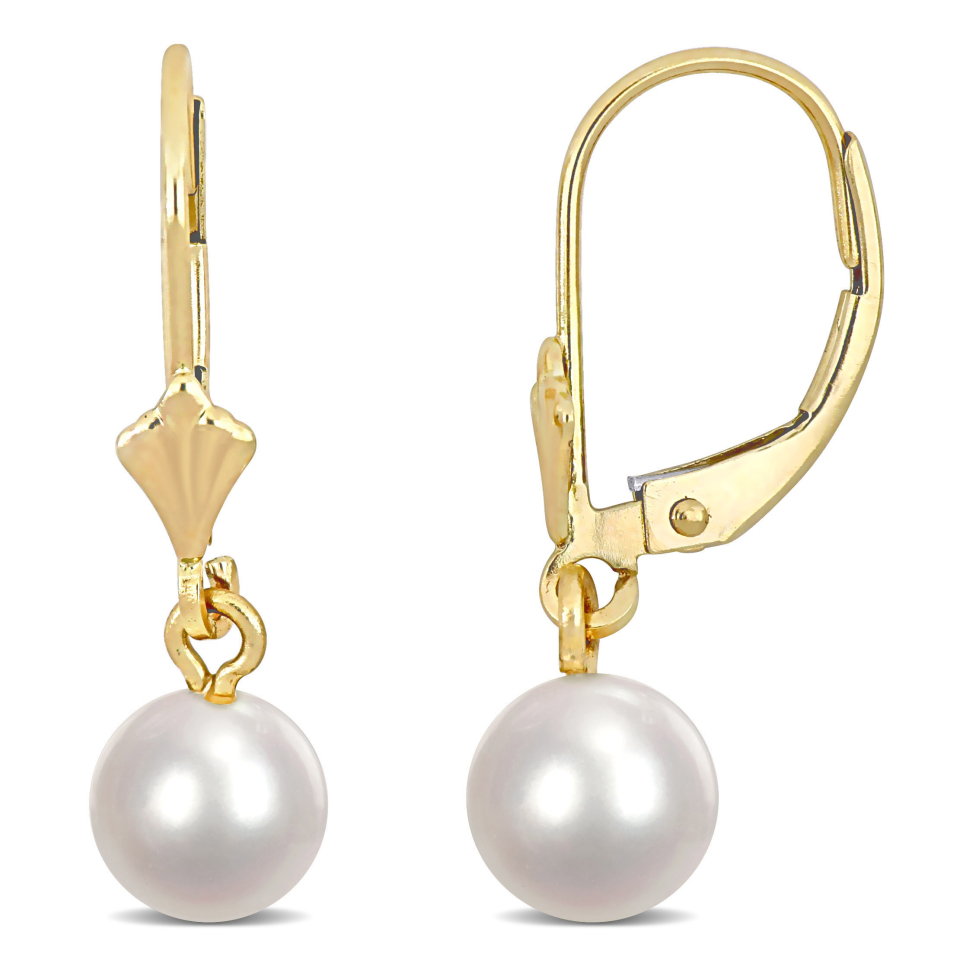Boucles d'oreilles pour femme en or 10k, perles d'eau douce 6-6.5mm - ECKT2430 - Delmar