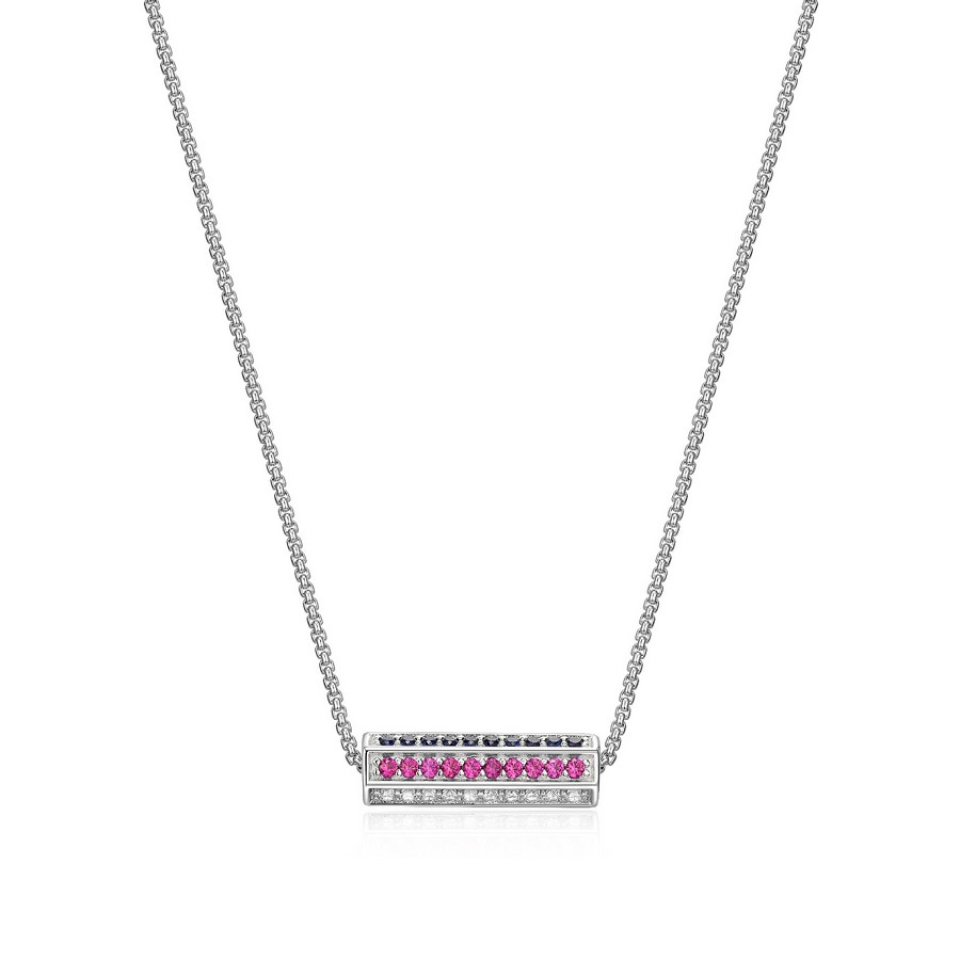Pendentif pour femme en argent 925, saphir et ruby laboratoire - R0LBYA974A - ELLE