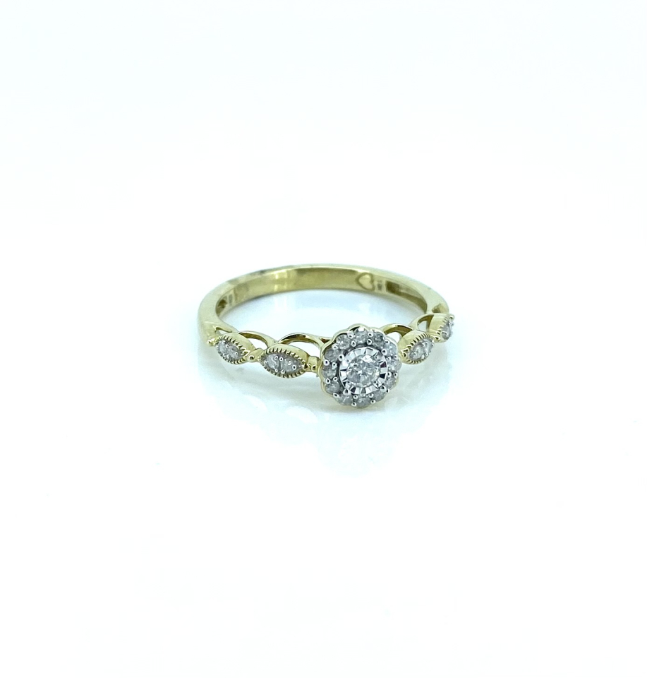 Bague pour femme en or 10k, 21 diamants I-1 pour 0.20 carat - RP2754 - Ammar