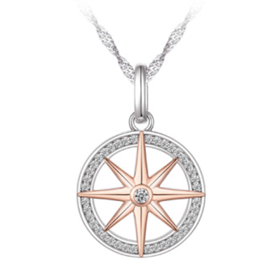Pendentif pour femme en argent 925, cubic zirconium, rose des vents - L372P - Legend