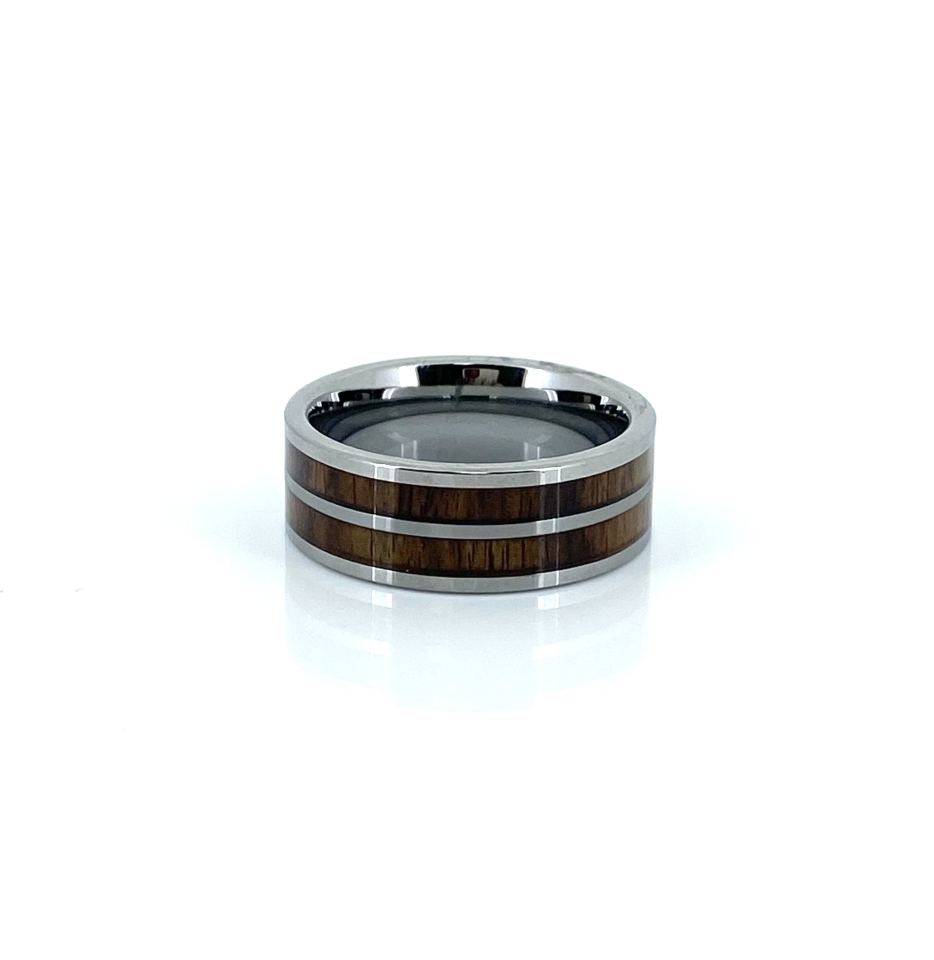 Bague pour homme en tungstène, imitation de bois - BG-NATH006-09 - Nathalie Belanger