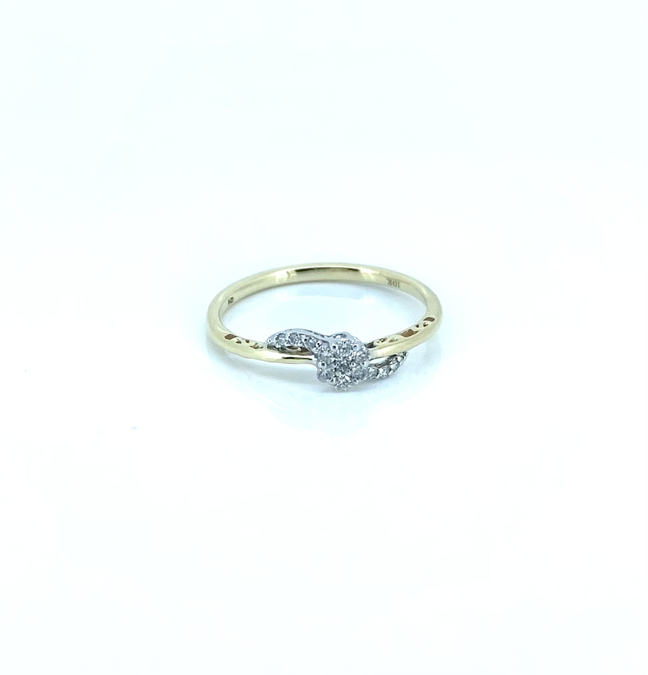 Bague pour femme en or 10k, 13 diamants pour 0.10 carat - R421501 - Image Design