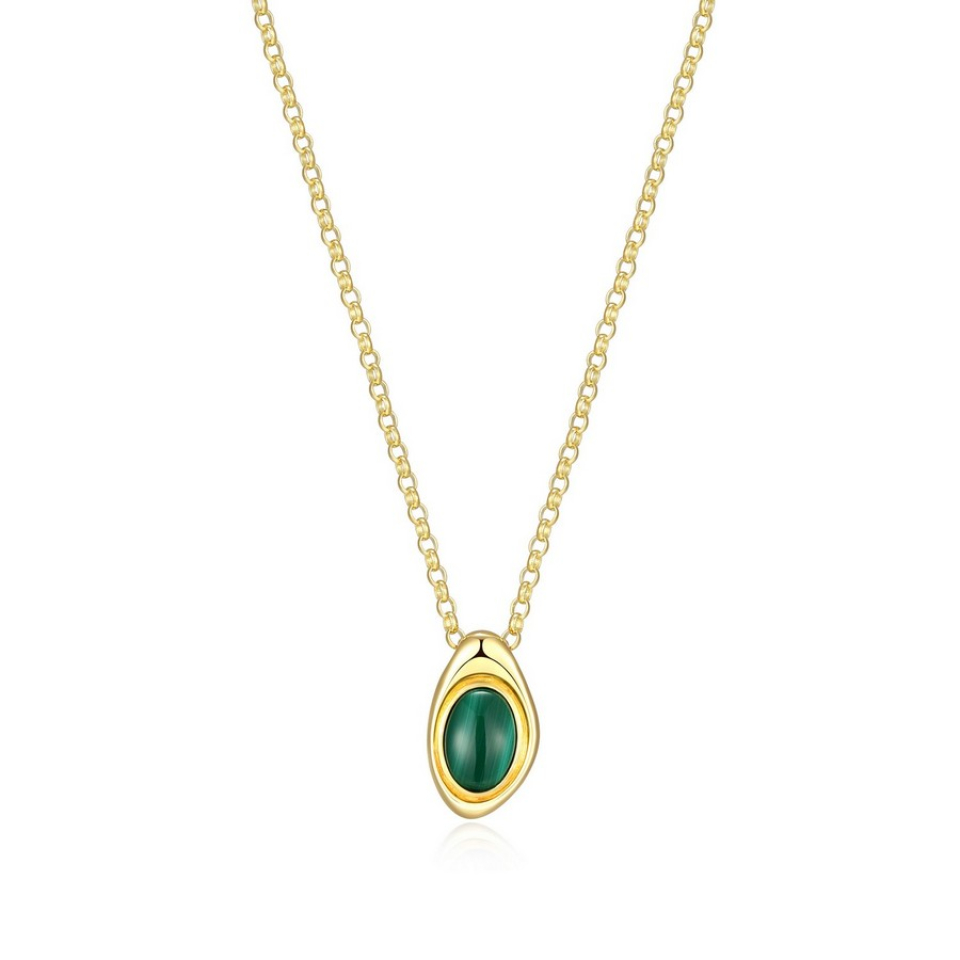 Pendentif pour femme en argent 925, malachite - 30LC0P3046 - ELLE