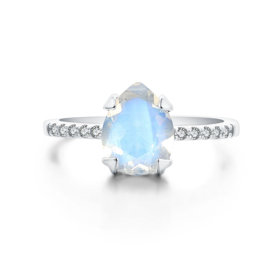 Bague pour femme en argent 925, pierre de lune AAA, cubic zirconium - ELIANA-S-6 - Pinkalie