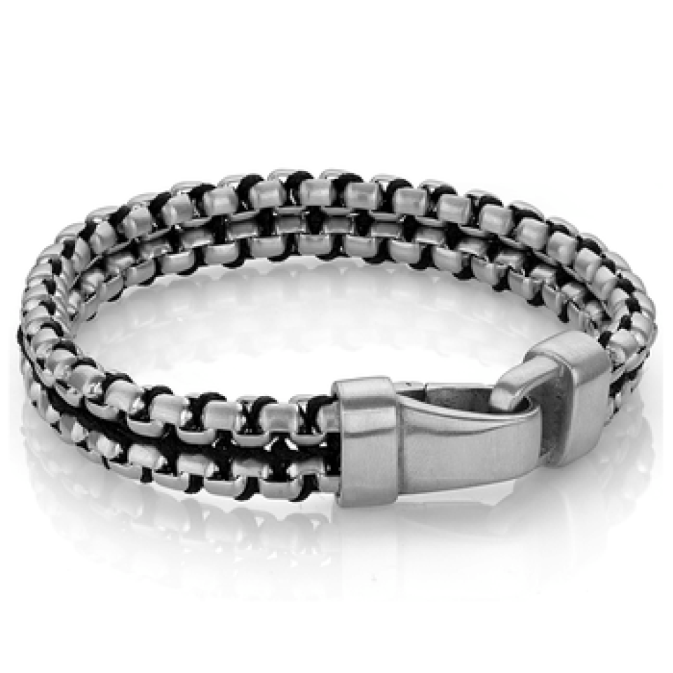 Bracelet stainless double avec tissu - SMB291-8 - Italgem