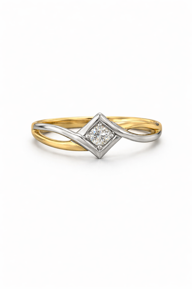 Bague pour femme en or 10k canadien, 1 diamant canadien I1 H pour 0.132 carat - 1946/13-10 - Corona