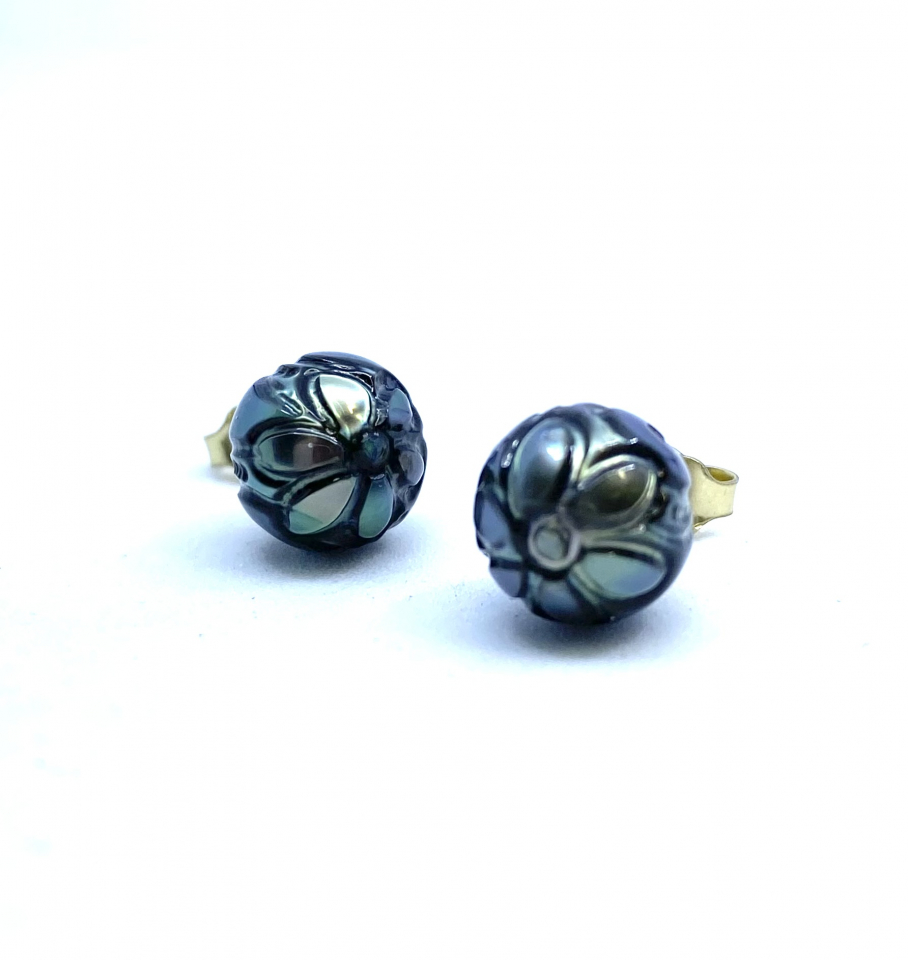 Boucles d'oreilles pour femme en or 14k, perles de tahiti - BO252 - Divers